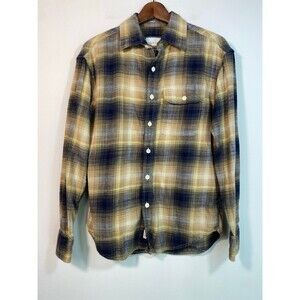 American Eagle Super Soft Plaid Flannel Shirt XS Tan Blue Button Down